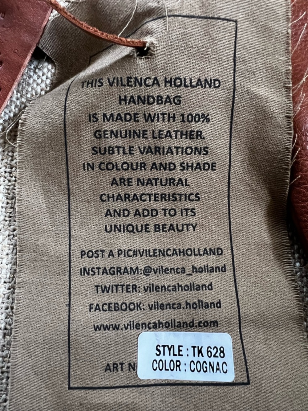 Vilenca Holland Cognac studded leather crossbody bag - Picture 5 of 8